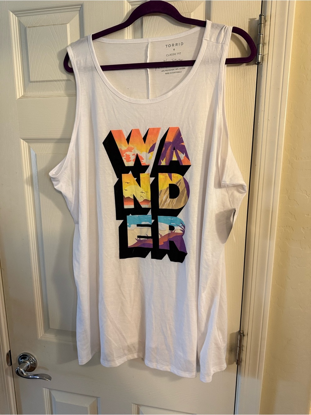 torrid White Tank with Multicolor 'WANDER' Graphic